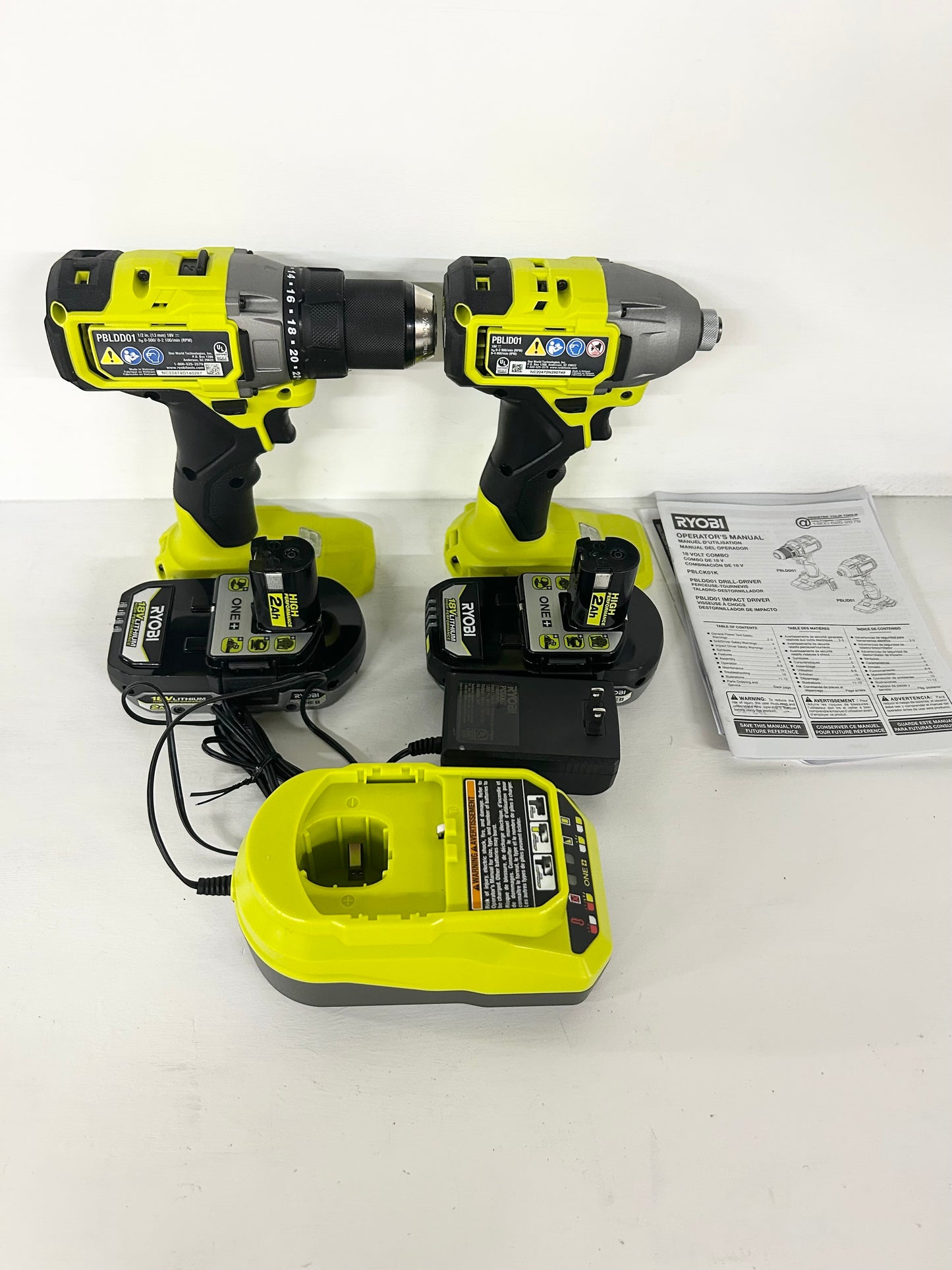 Ryobi ONE+ HP 18V Brushless Cordless 1/2 in. Drill/Driver and Impact Driver Kit w/(2) 2.0 Ah Batteries ( 1-001206 ) ( AA )