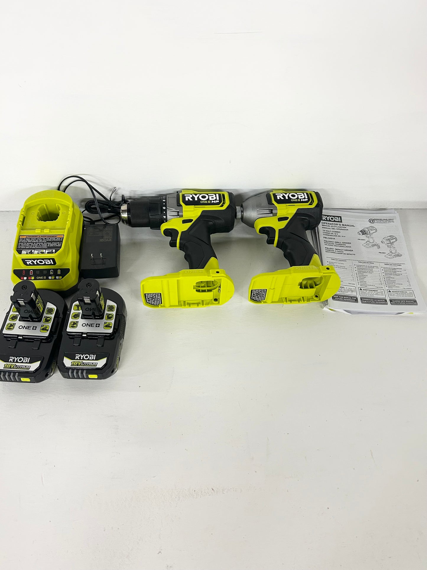 Ryobi ONE+ HP 18V Brushless Cordless 1/2 in. Drill/Driver and Impact Driver Kit w/(2) 2.0 Ah Batteries ( 1-001206 ) ( AA )