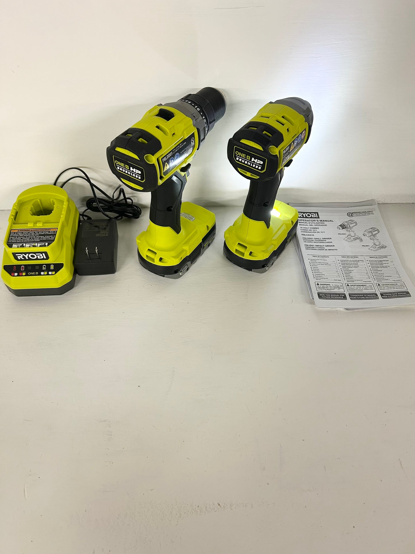 Ryobi ONE+ HP 18V Brushless Cordless 1/2 in. Drill/Driver and Impact Driver Kit w/(2) 2.0 Ah Batteries ( 1-001206 ) ( AA )